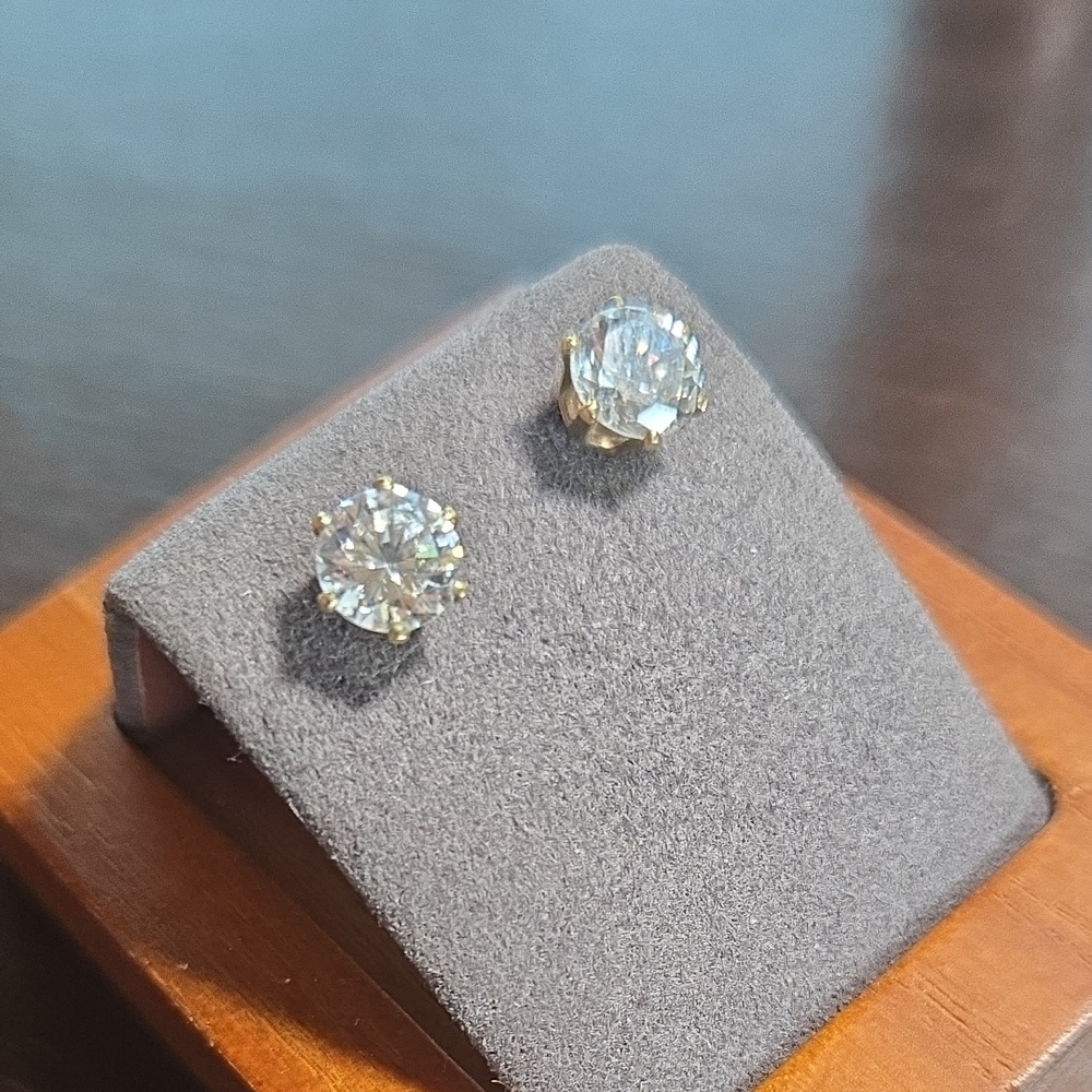 14K Cubic Zirconia Post Earrings